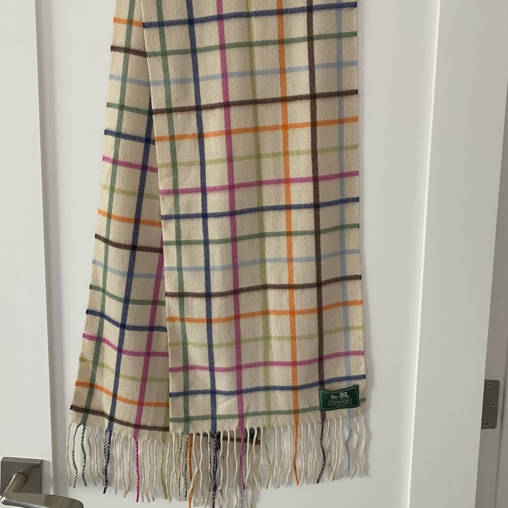 COACH Plaid Multicolor Cashmere Scarf